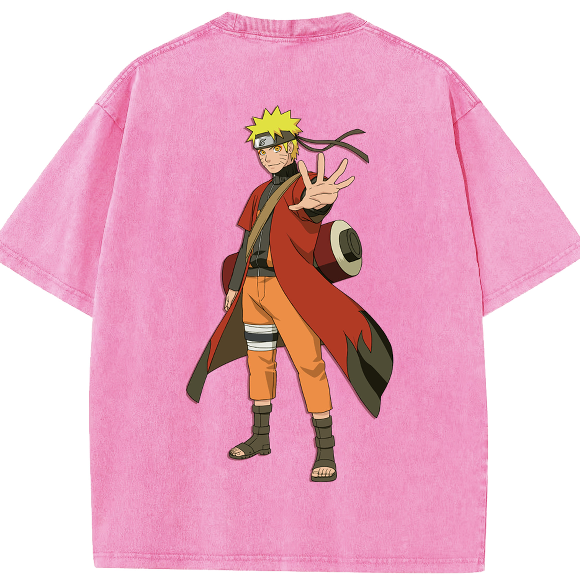 （画像用） NARUTO -ナルト- うずまき ナルト Uzumaki Naruto 綿100% ヴィンテージ風 半袖Tシャツ（背面プリント）